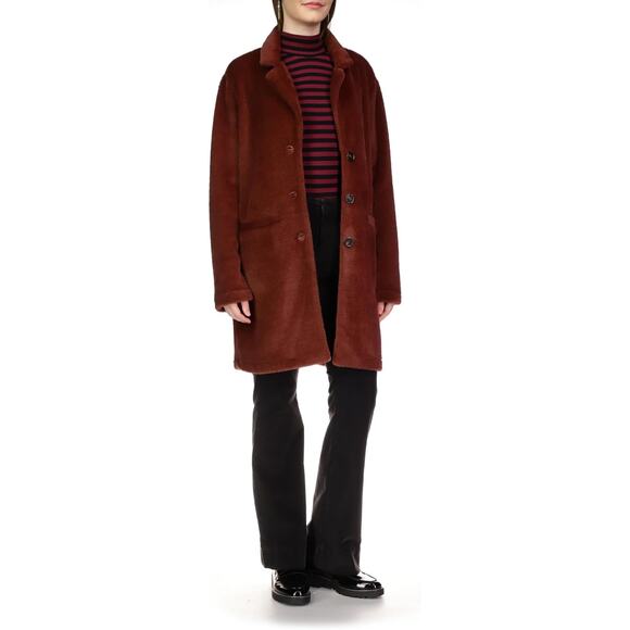 Sanctuary Womens XS Dark Sugar Plum Hometown Faux Fur Jacket HR2-95 - Picture 1 of 8